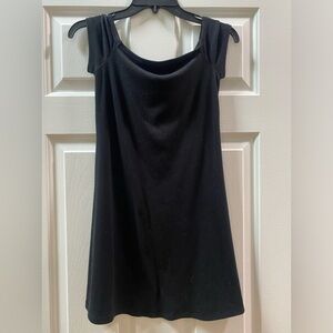 Gently used mini off shoulder black dress from Love, Fire
